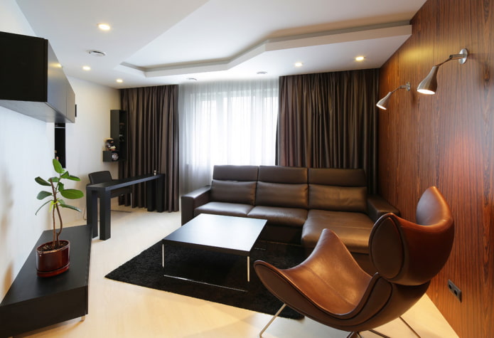 plasterboard construction in the interior of the living room