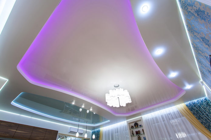 ceiling structure with purple illumination ceiling structure with purple illumination