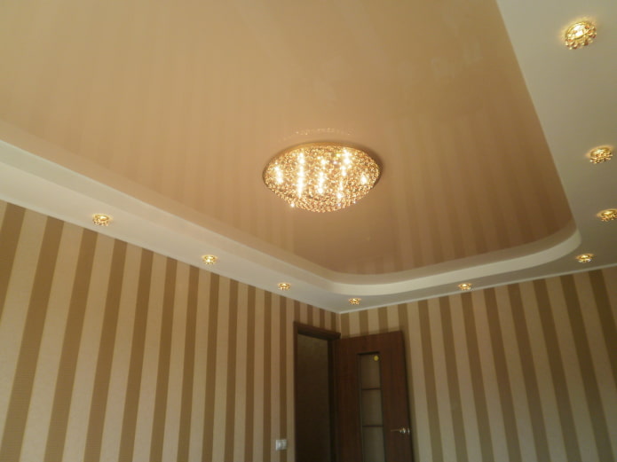 white and beige two-level tension structure