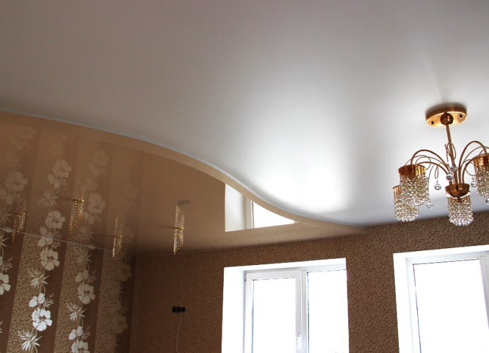 white and beige two-level tension structure