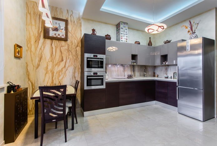 two-level design with lighting in the kitchen