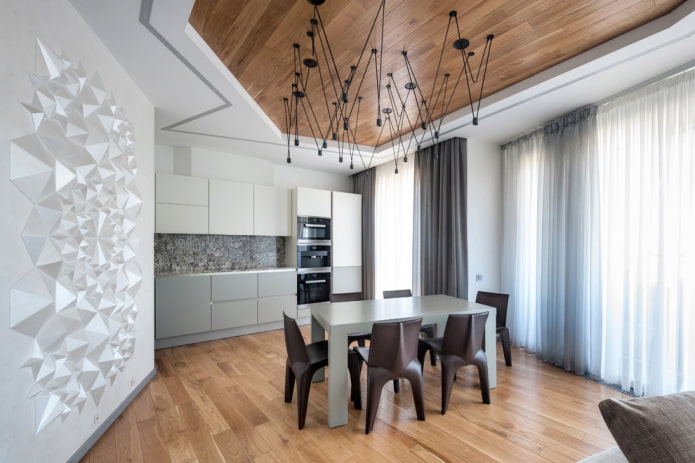 combined two-level design in the kitchen