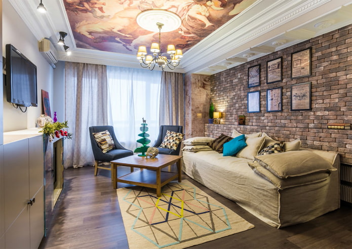 ceiling with photo printing in the living room ceiling with photo printing in the living room