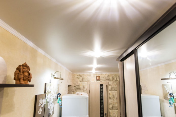 tensile structure made of satin in the hallway