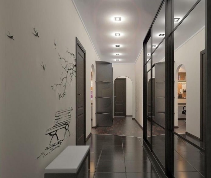 stretch fabric in a long corridor