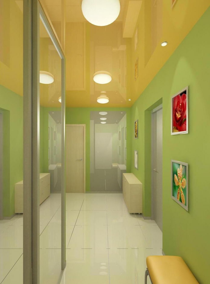 tension structure made of gloss in the hallway