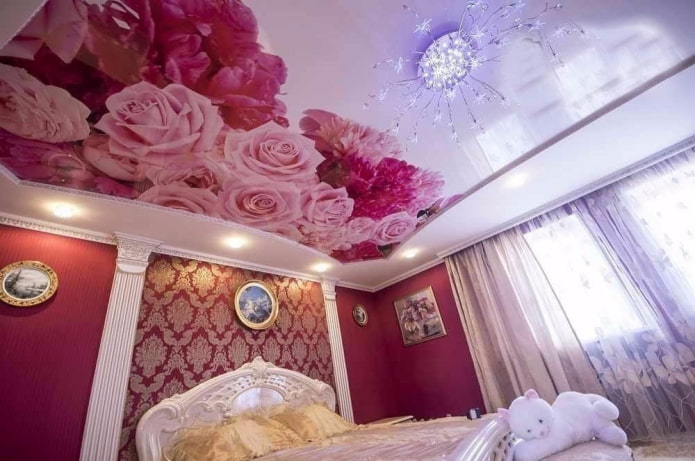 pink ceiling design with photo print pink ceiling design with photo print