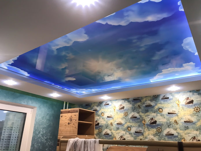 ceiling with a picture of the sky ceiling with a picture of the sky