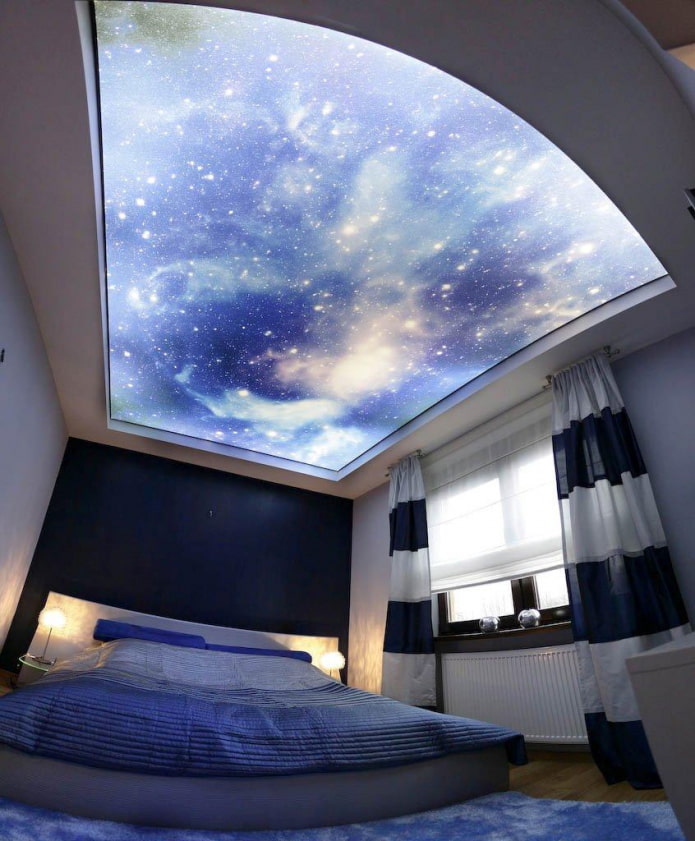 ceiling with the image of space in the bedroom ceiling with the image of space in the bedroom