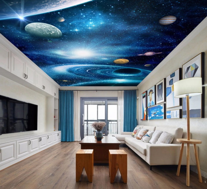 ceiling with a picture of space in the living room ceiling with a picture of space in the living room