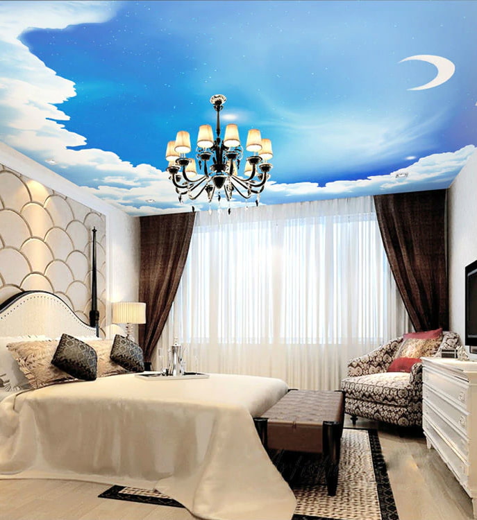 ceiling with a picture of the sky in the bedroom ceiling with a picture of the sky in the bedroom