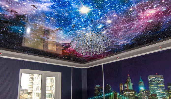 ceiling with the image of space ceiling with the image of space