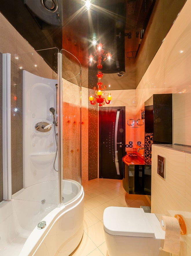 glossy black stretch canvas in the bathroom glossy black stretch canvas in the bathroom