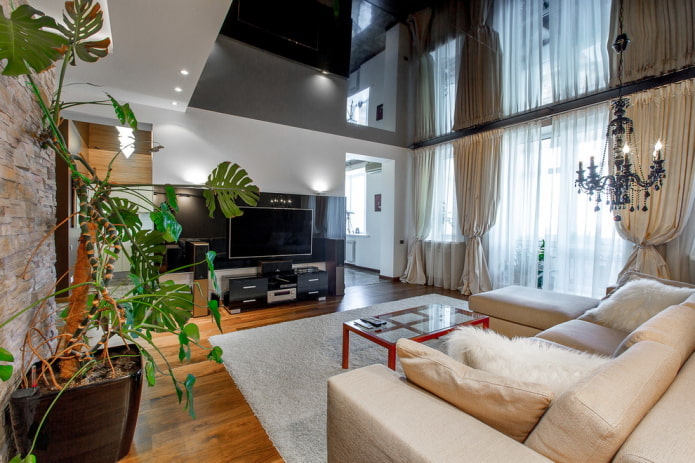 glossy black stretch canvas in the living room glossy black stretch canvas in the living room