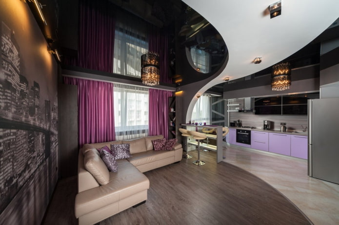 combined ceiling in the living room