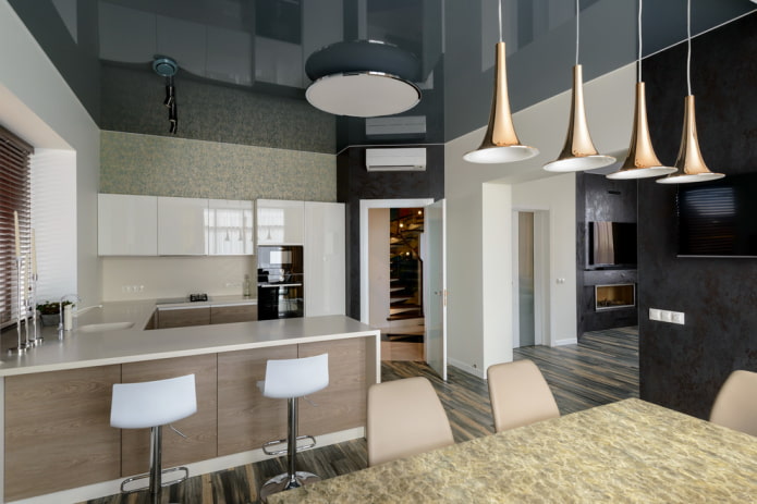 single-level tension structure in the interior