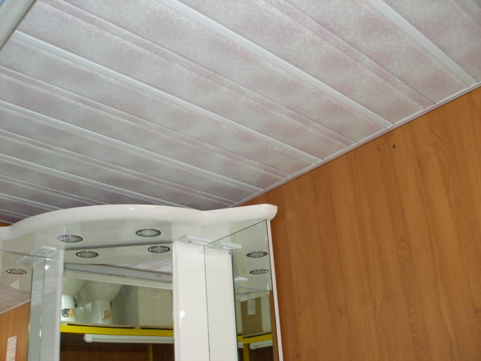 slatted suspended structure in marble effect slatted suspended structure in marble effect