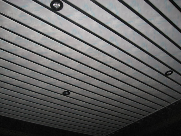 slatted suspended structure in marble effect slatted suspended structure in marble effect