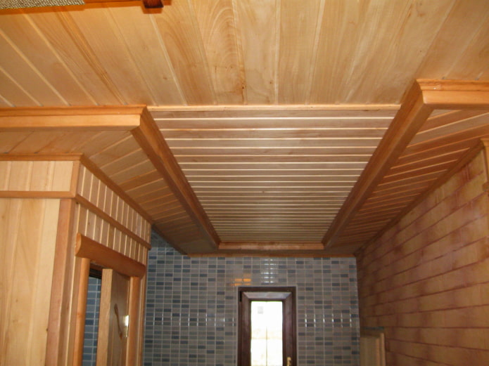 two-level ceiling structure sheathed with clapboard two-level ceiling structure sheathed with clapboard