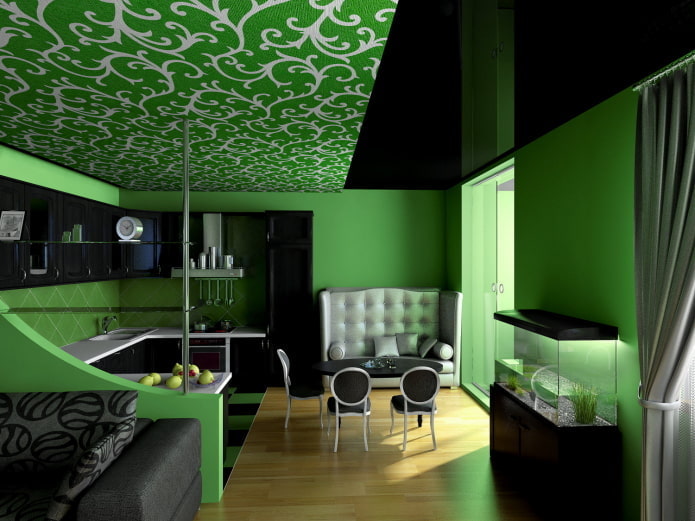 green ceiling structure with patterns green ceiling structure with patterns