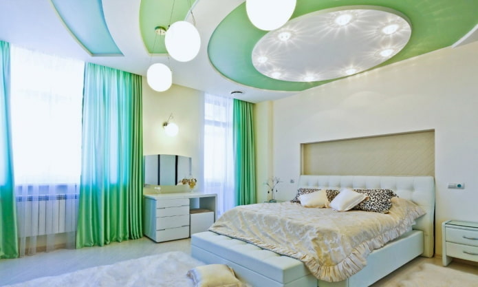 white and green ceiling structure in the bedroom white and green ceiling structure in the bedroom