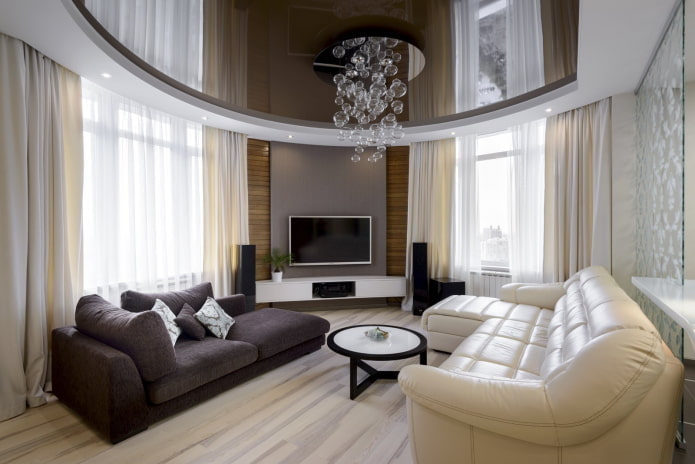 combined white and brown ceiling structure