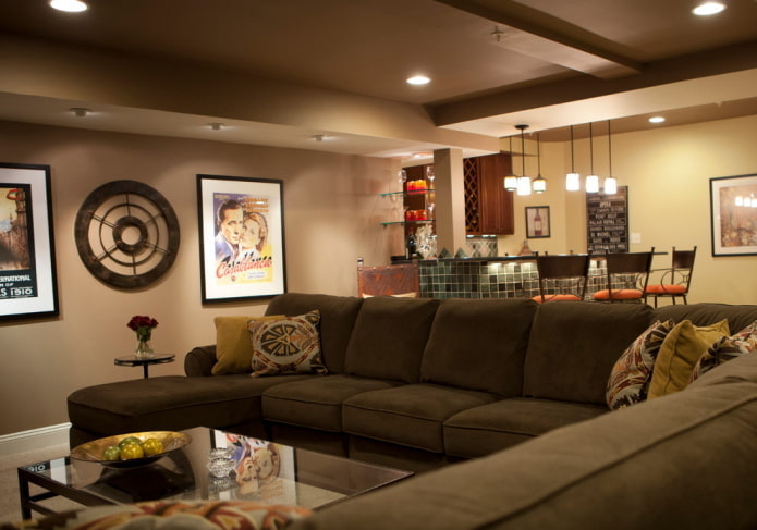 brown plasterboard suspended structure