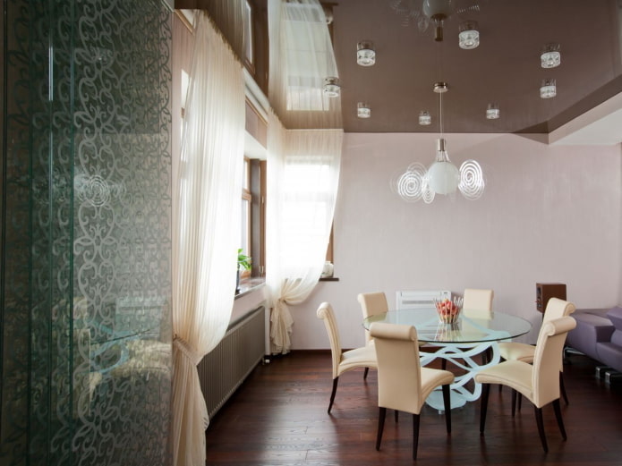 stretch fabric in the interior of the dining room