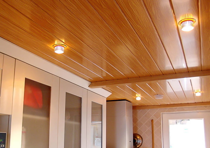 brown plastic ceiling panels