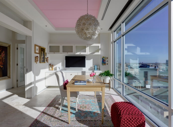 white and pink ceiling structure in the interior white and pink ceiling structure in the interior