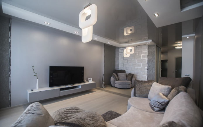 two-level gray ceiling structure two-level gray ceiling structure