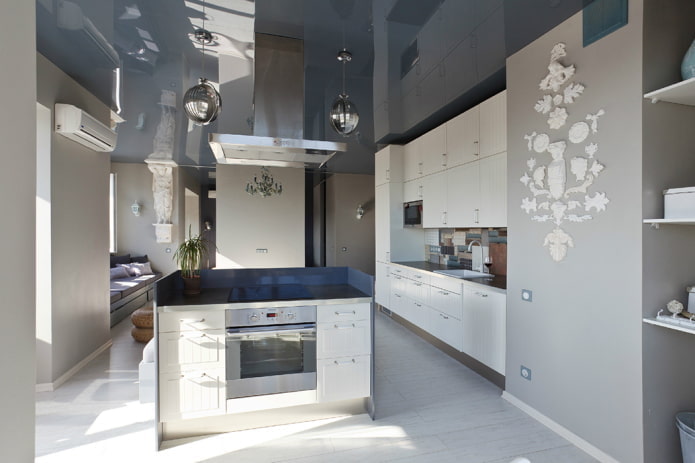 gray glossy stretch fabric in the kitchen gray glossy stretch fabric in the kitchen