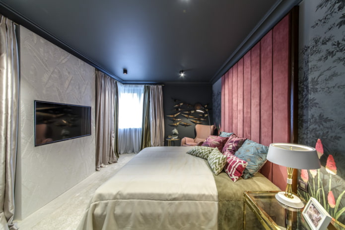 stretch ceiling of graphite shade in the bedroom stretch ceiling of graphite shade in the bedroom