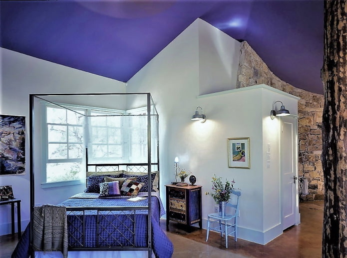 lavender ceiling against white walls