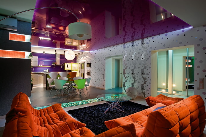 purple stretch canvas in the interior