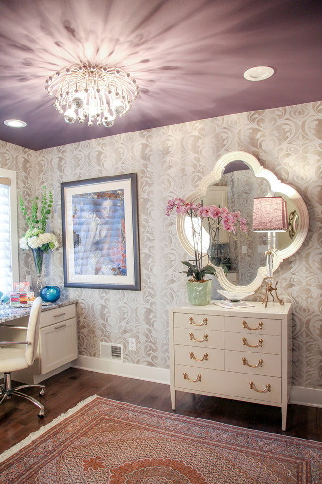 purple ceiling in the interior