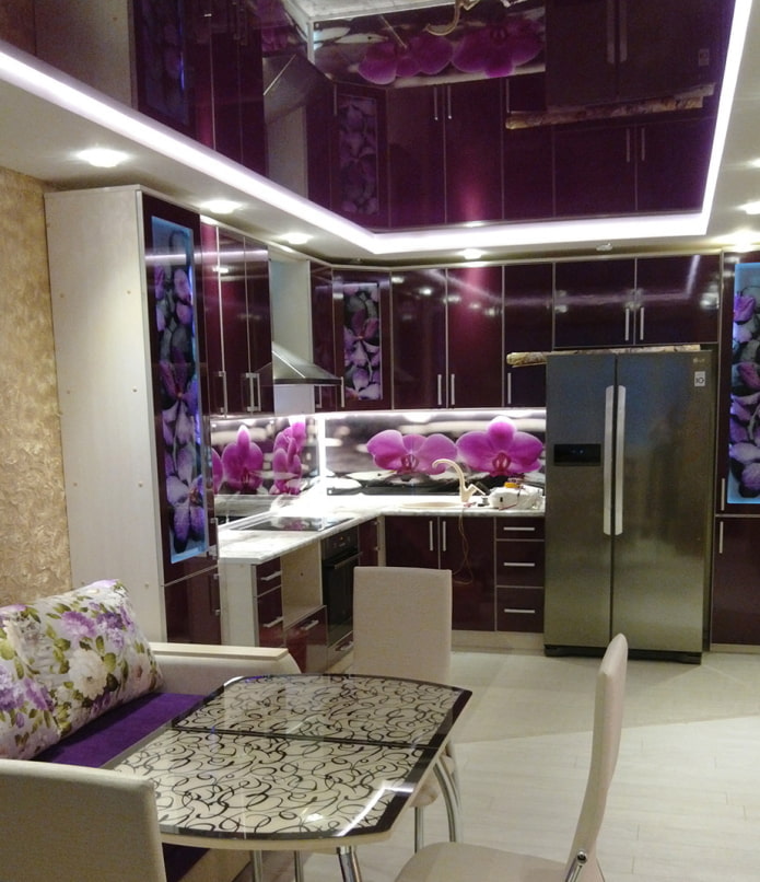 purple ceiling in the kitchen