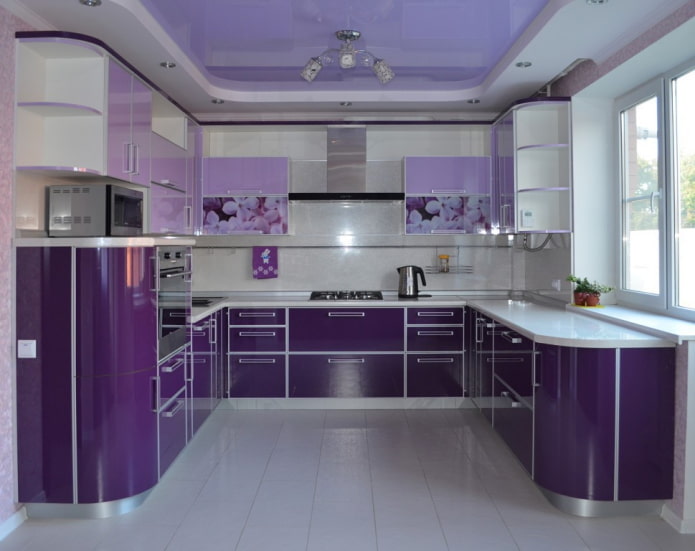 purple ceiling in the kitchen