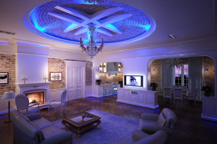 ceiling structure with neon lighting ceiling structure with neon lighting