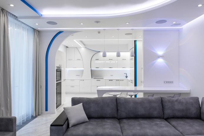 two-level design with lighting in the interior two-level design with lighting in the interior