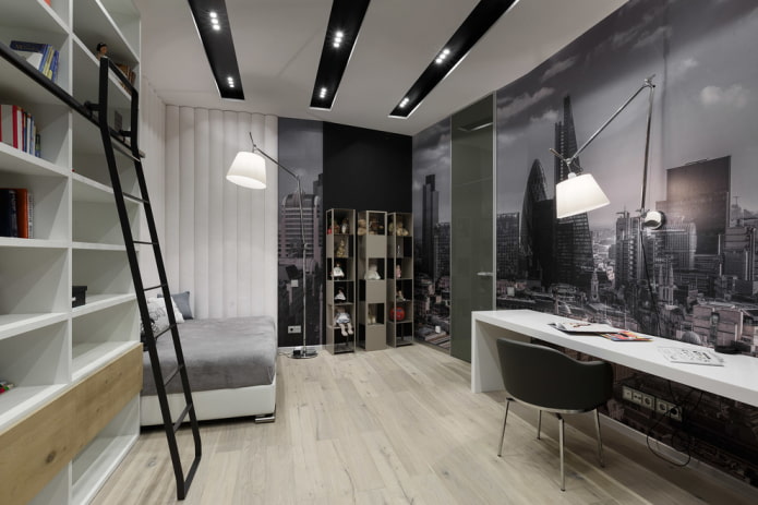 ceiling structure in the nursery in a modern style