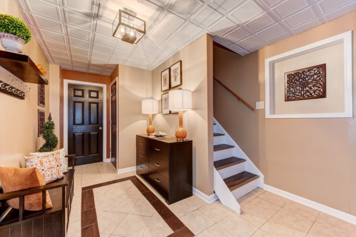 ceiling tiles in the interior of the hallway ceiling tiles in the interior of the hallway