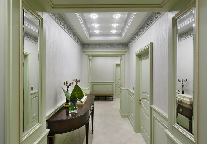 design of the ceiling in the hallway in the neoclassical style design of the ceiling in the hallway in the neoclassical style