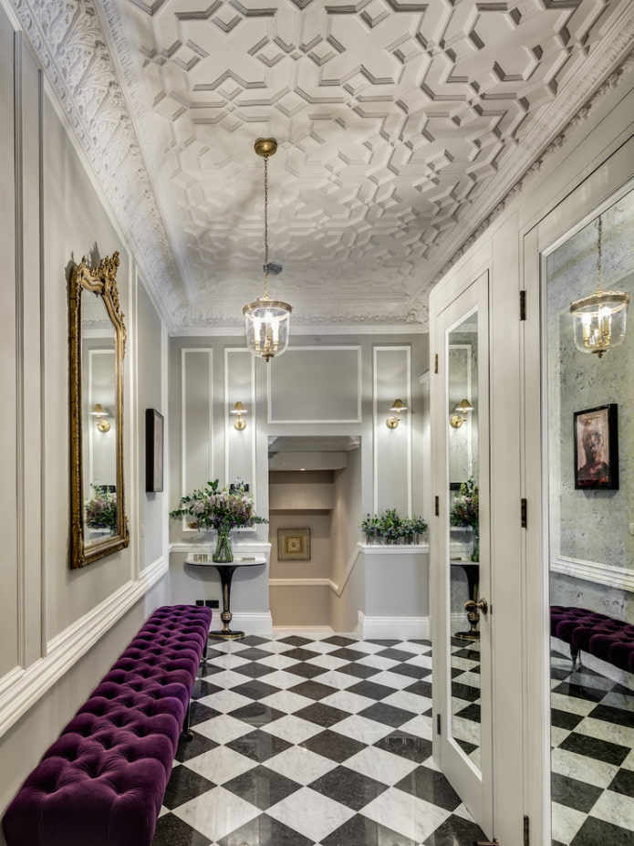 stucco molding on the ceiling in the interior of the corridor stucco molding on the ceiling in the interior of the corridor