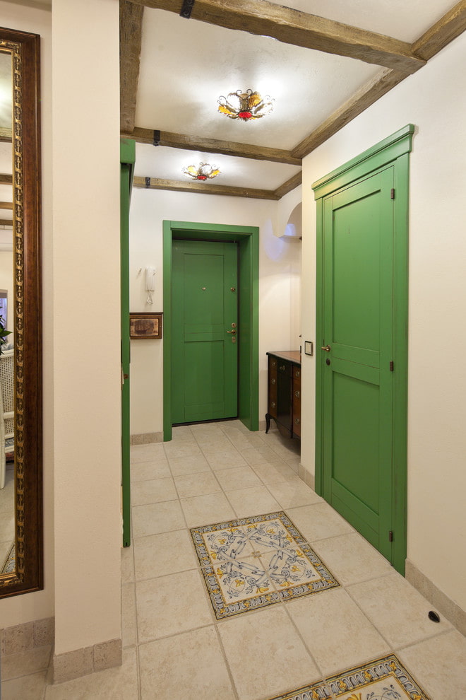 beams on the ceiling in the interior of the hallway beams on the ceiling in the interior of the hallway