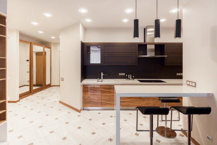 spot ceiling lights in the kitchen