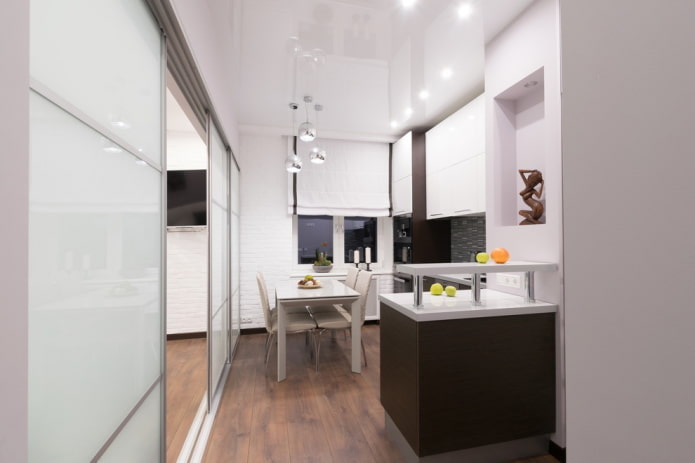 glossy ceiling surface in the kitchen