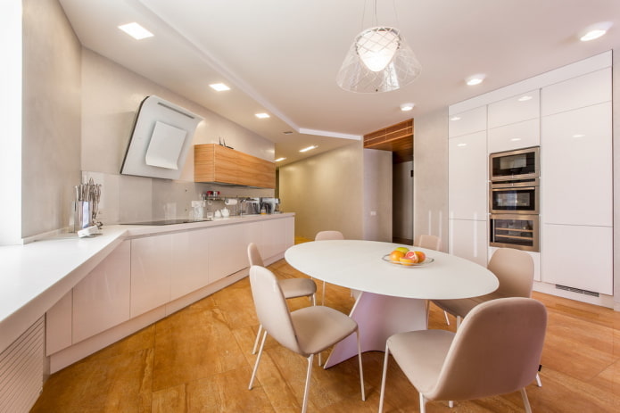 white ceiling in the interior of the kitchen
