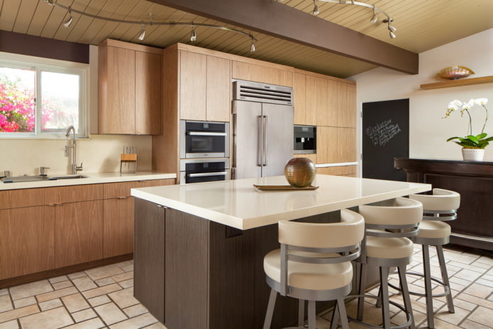 plastic ceiling panels in the kitchen
