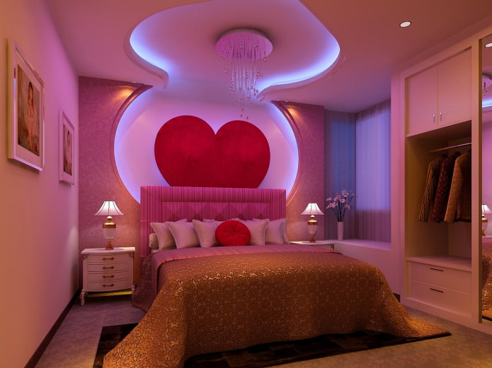 heart-shaped ceiling in the interior of the bedroom